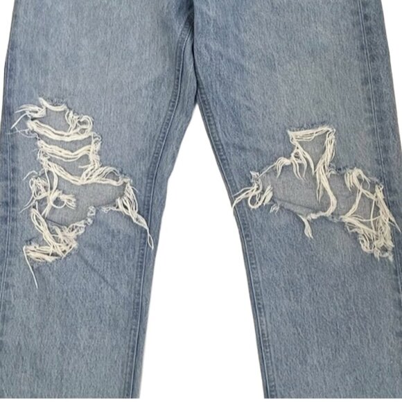 AGOLDE High-Rise Distressed Straight Leg Jeans Light Wash Designer Denim 26 - Picture 4 of 15